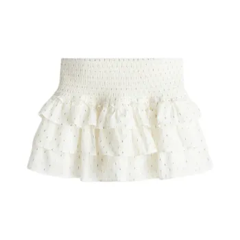 H&M Casual Short Skirts Women's Cream/Polka Dots