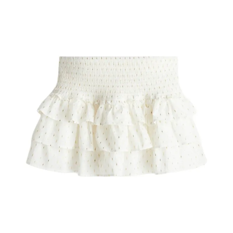H&M Casual Short Skirts Women's Cream/Polka Dots-0