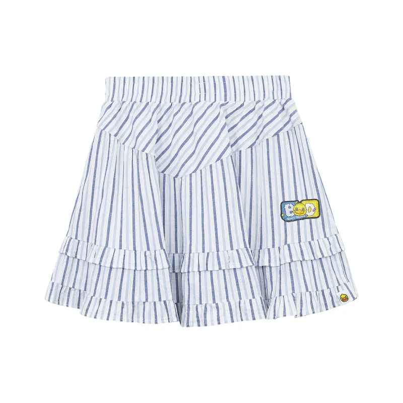 B.Duck Casual Short Skirts Women's Blue White Stripes-0