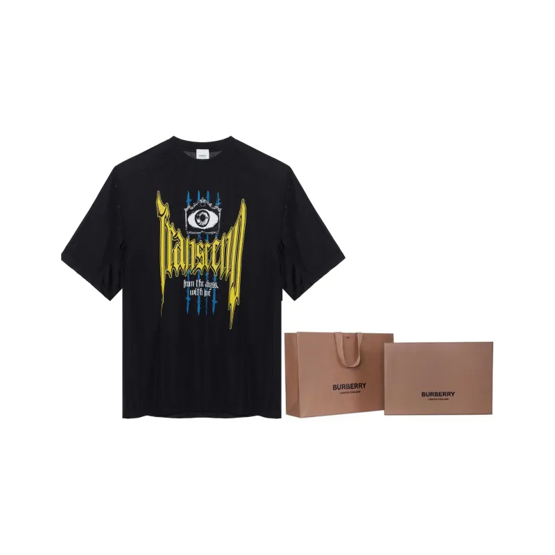 Burberry Slogan Print Perforated T Shirt-3