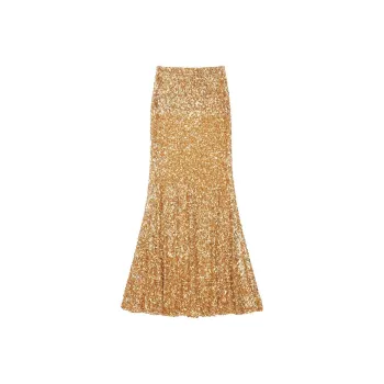 Self portrait Casual Long Skirts Women's Gold