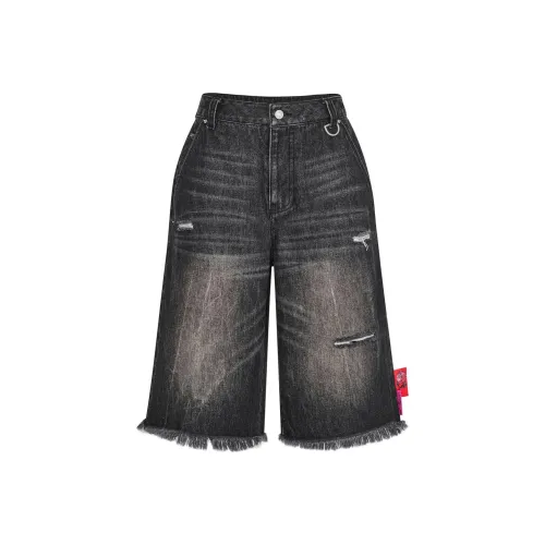 DAPHNE LAB Duruir Joint Series Denim Shorts Women's Washed Black