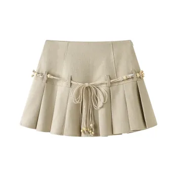 COMMA GIRL Casual Short Skirts Women's Khaki