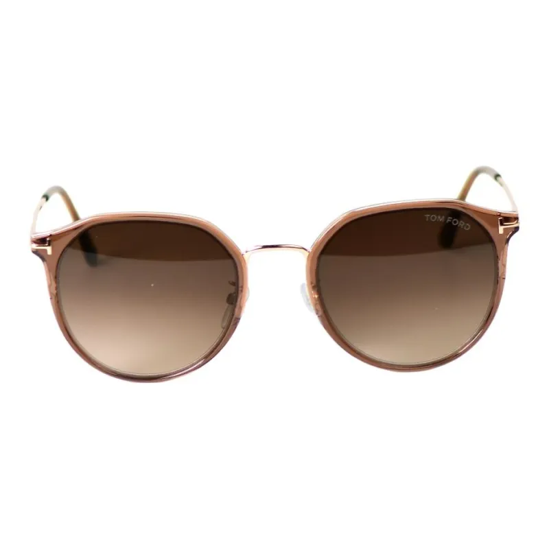 TF Plate And Metal Oval Sunglasses Unisex Brown-1