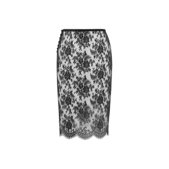 SAINT LAURENT Wrap Lace Detailed Pencil Skirt