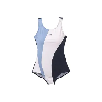 LINING Sports Life Collection One-Piece Swimsuits Women's Blue With White Lettering