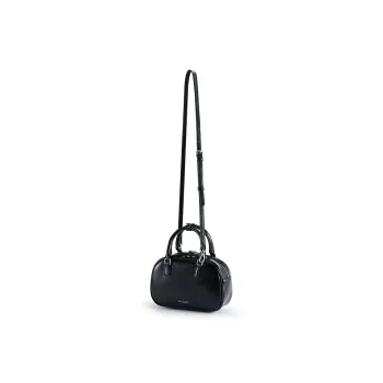 Soullight Cow Leather With Synthetic Leather Boston Bag Handbag Medium Size Women's Black