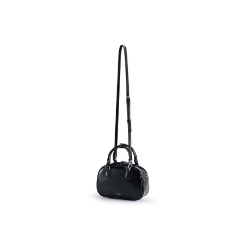 Soullight Cow Leather With Synthetic Leather Boston Bag Handbag Medium Size Women's Black
