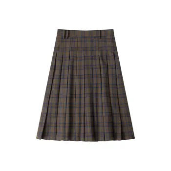 CYCLE DOCUMENT Casual Short Skirts Women's Khaki Green Plaid
