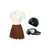 Khaki Swimwear+Black Swim Goggles+Black Swimming Cap