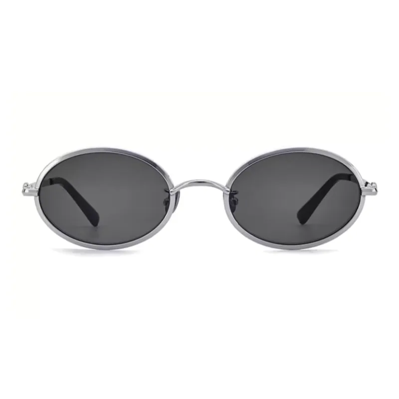 Fakeme Metal Oval Sunglasses Unisex Silver-1