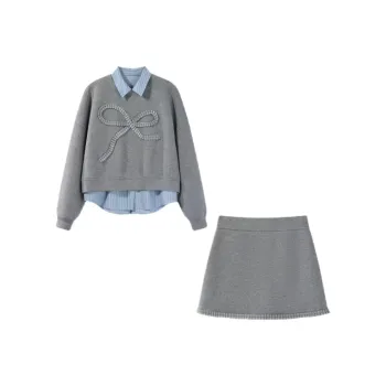 BEAUTIFUL CONFESSION Skirt Set Women's Gray