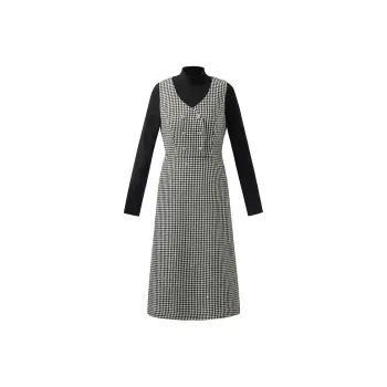 GOELIA Skirt Set Women's Black White Houndstooth