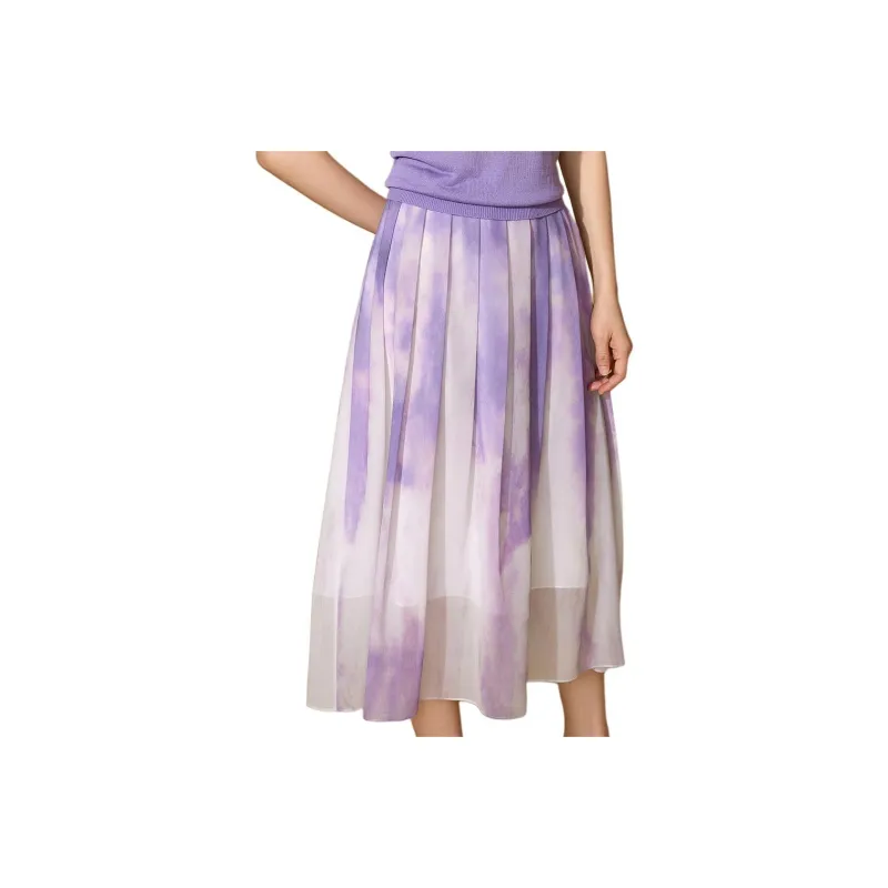 BBLLUUEE Casual Long Skirt Women's Mist Purple-0