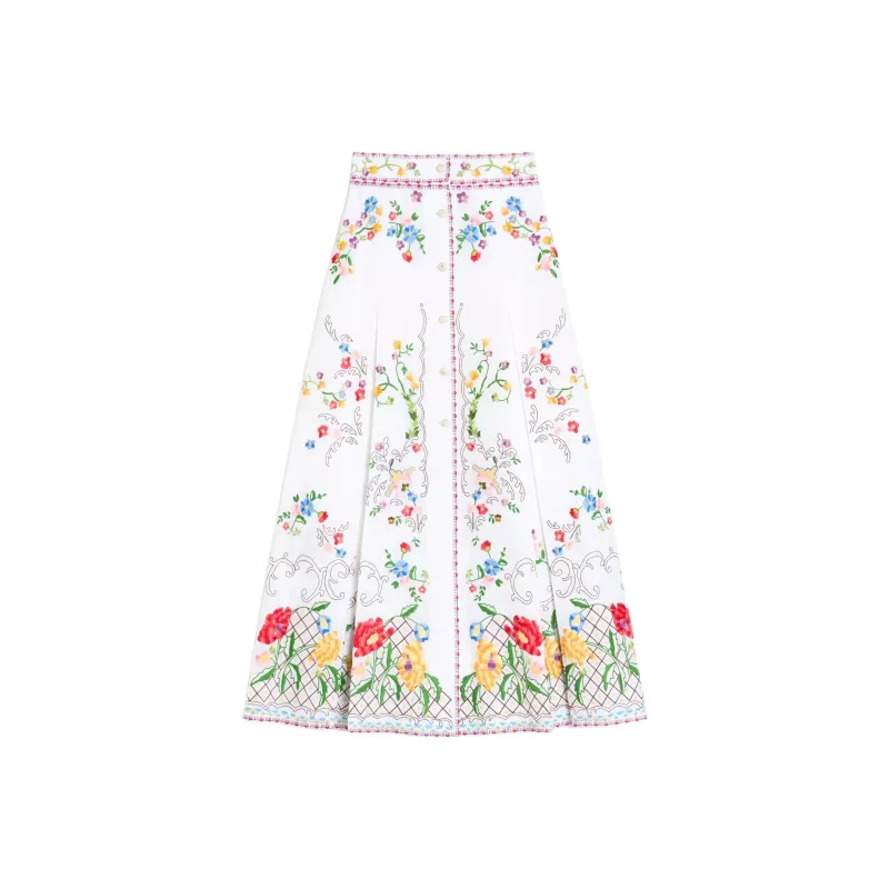 Valentino SS25 Casual Long Skirt Women's White-0