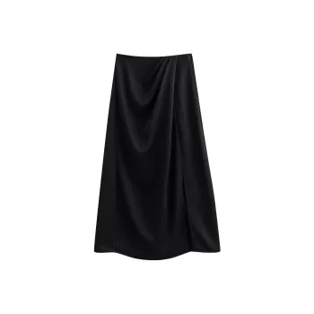 Initial Language Casual Long Skirts Women's Black