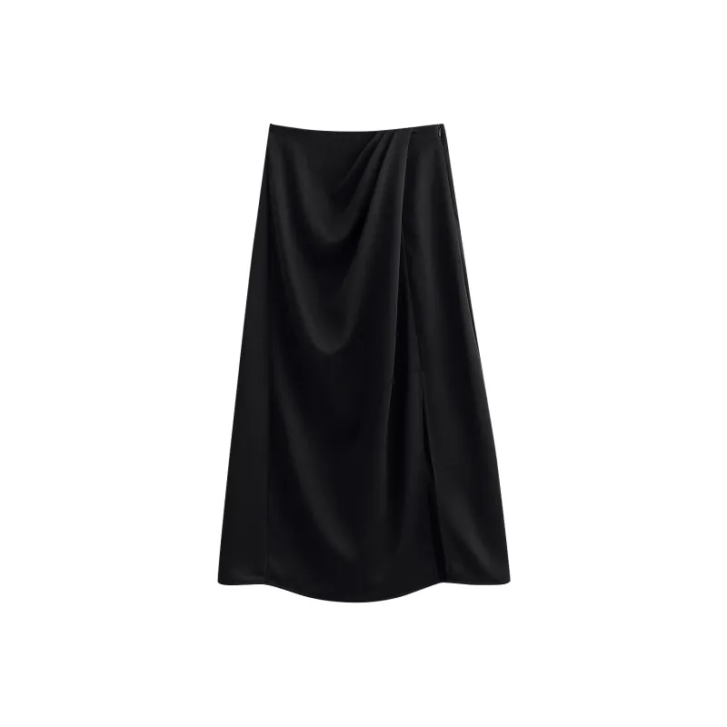 Initial Language Casual Long Skirt Women's Black-0
