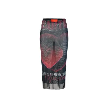 Vision Of Super Heart Printed Midi Skirt