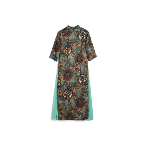 Mapping Cheongsams Women's Blue