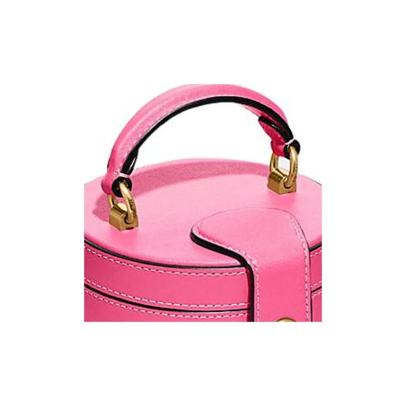 COACH Jewelry Bo Cow Leather Jewelry Box Makeup Bag Women's Rose Red-3