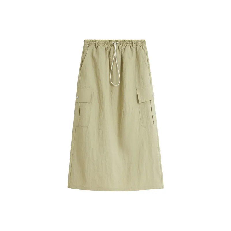 Inman Casual Long Skirts Women's Khaki Green-0