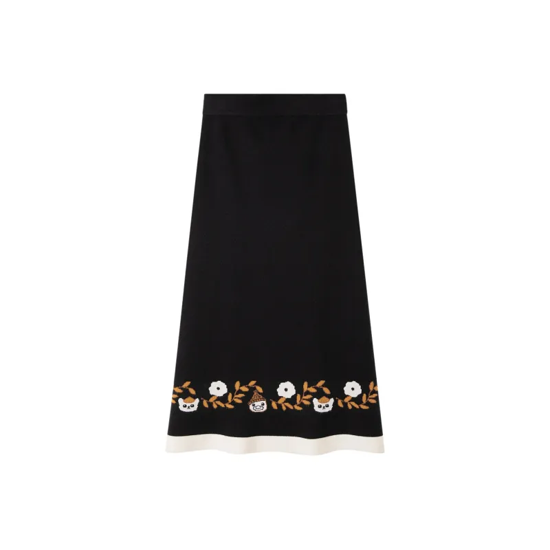 B.Duck Casual Long Skirts Women's Black-0