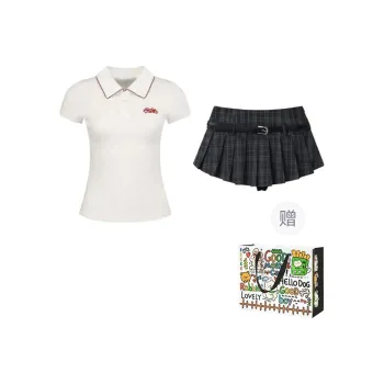 OURUOKE Two Piece Skirt Sets Women's Top+Plaid Short Skirt Shopping Bag