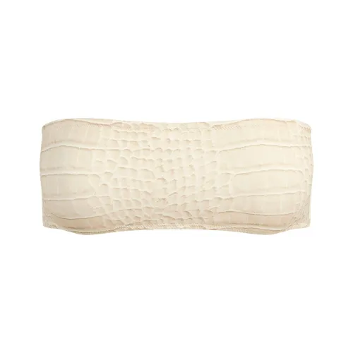 SKIMS SS25 SIGNATURE SWIM MICRO BANDEAU TOP Bikini Women's EGRET CROCODILE PRINT/White Egret Crocodile Print