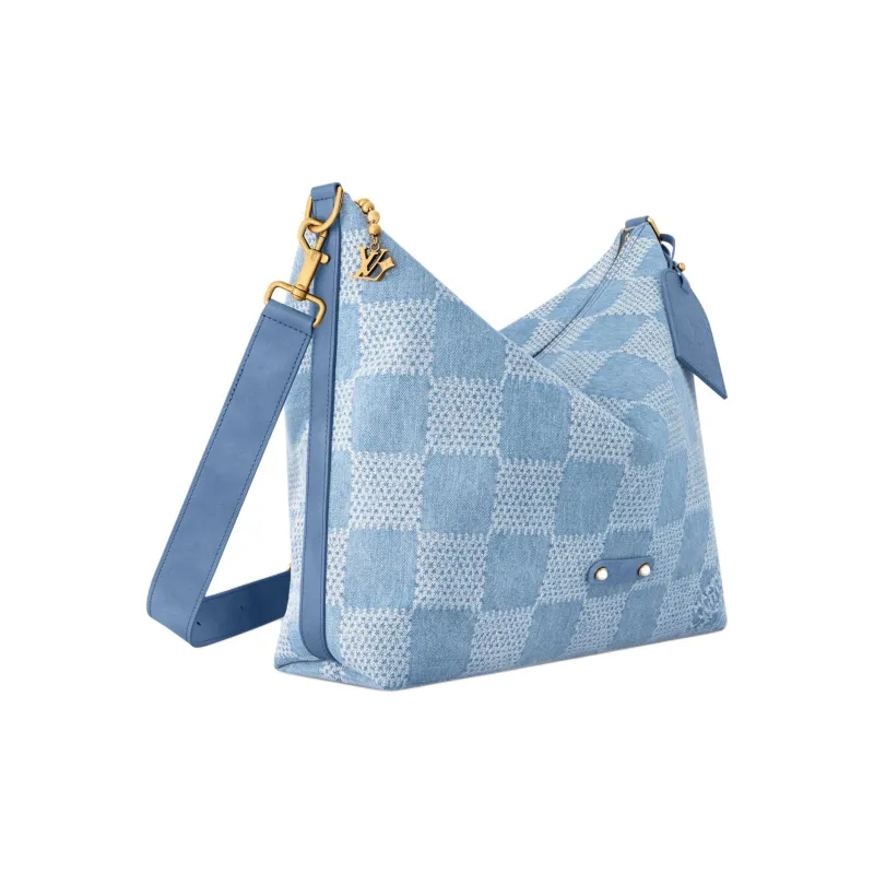 LOUIS VUITTON Denim Hobo Bag Shoulder Bag Men's Blue-1