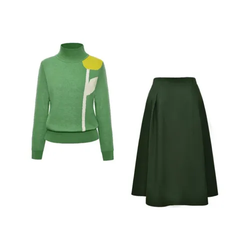 DIFFIE RIEGER Skirt Set Women's Ocean Breeze Green