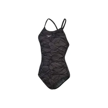 Speedo Women's Club Training Fixed Crossback Swimsuit One-piece Swimsuit Women's Black/Gray