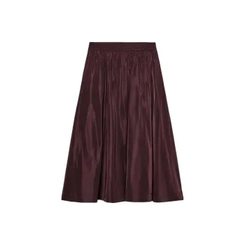 ZARA ZW Series Casual Long Skirt Women's Dark Red Color