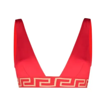 VERSACE La Greca-print Bikini Top