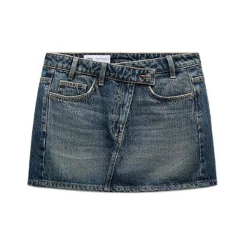 ZARA Trf Denim Short Skirts Women's Sea Blue