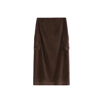 FANSILANEN Casual Long Skirt Women's Coffee