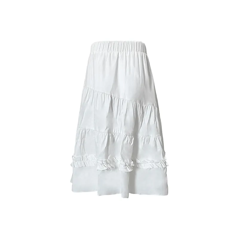 ZAVK Casual Long Skirt Women's White-0