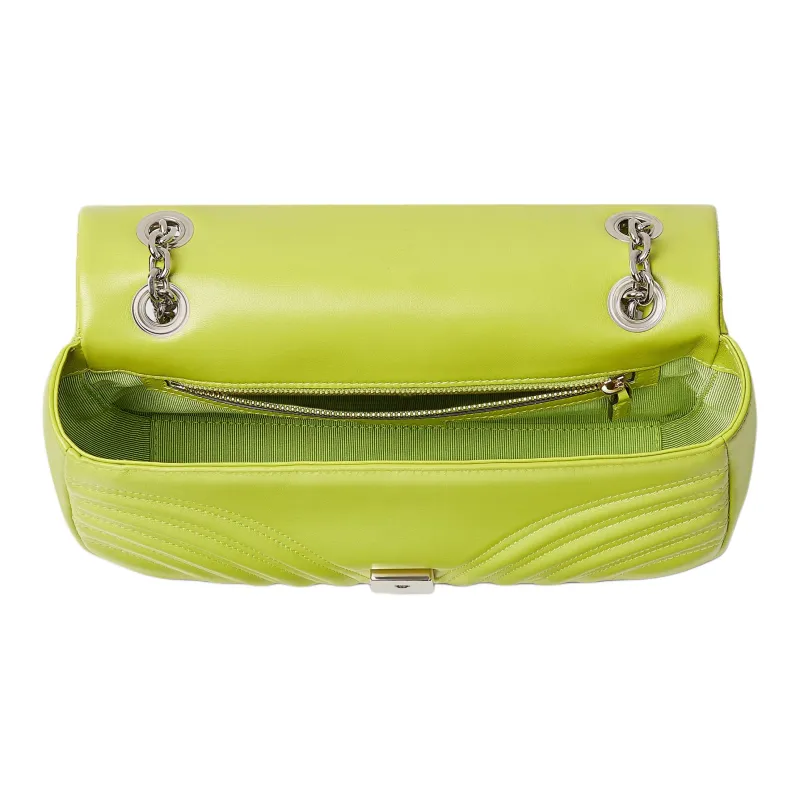 GUCCI GG Marmont Leather Shoulder Bag Medium Size Women's Bright Green-4