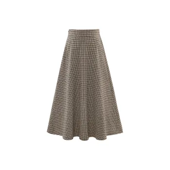 Cypress House Casual Long Skirt Women's Black Coffee Plaid