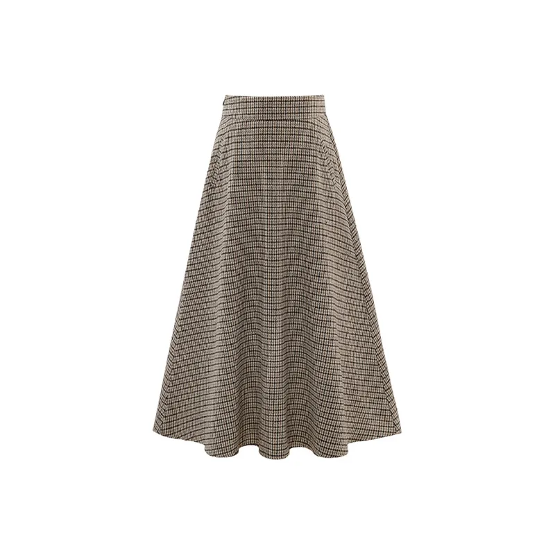 Cypress House Casual Long Skirt Women's Black Coffee Plaid-0