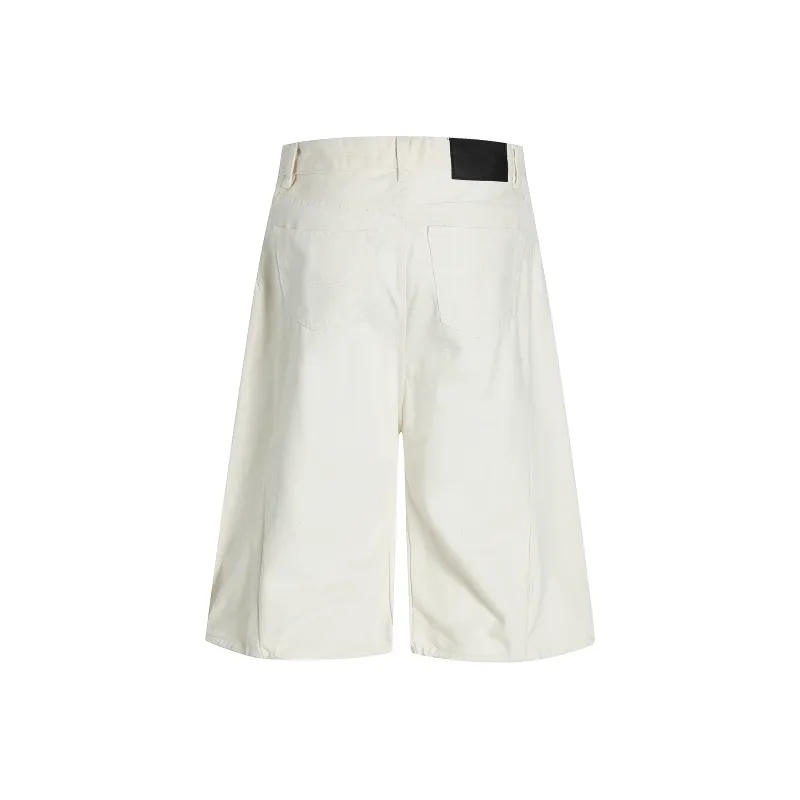 GBXM Denim Shorts Unisex Symplocaceae White-2
