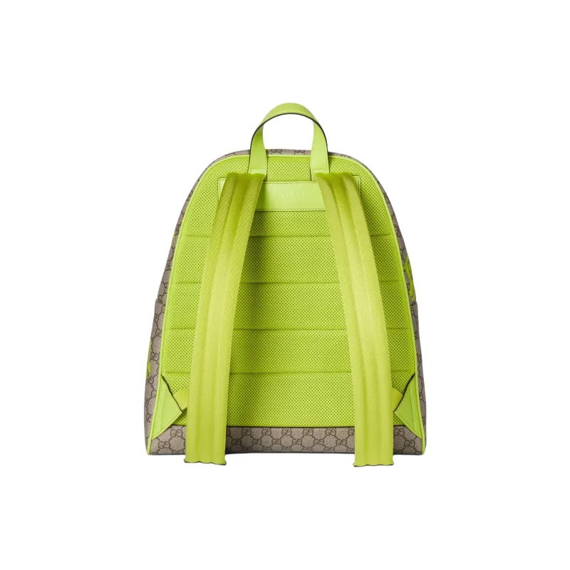 GUCCI Soft Leather Backpack Medium Size Unisex Beige & Dark Brown-3