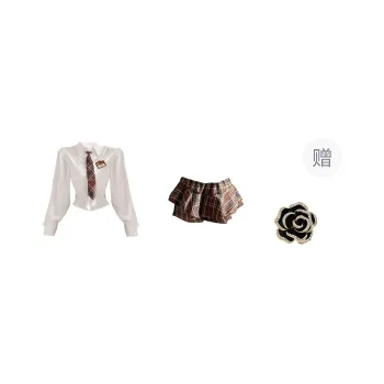 ONNFB Two Piece Skirt Sets Women's Shirt+Plaid Skirt