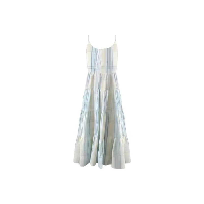 DOKZB Slip Dresses Women's Light Blue Green-1