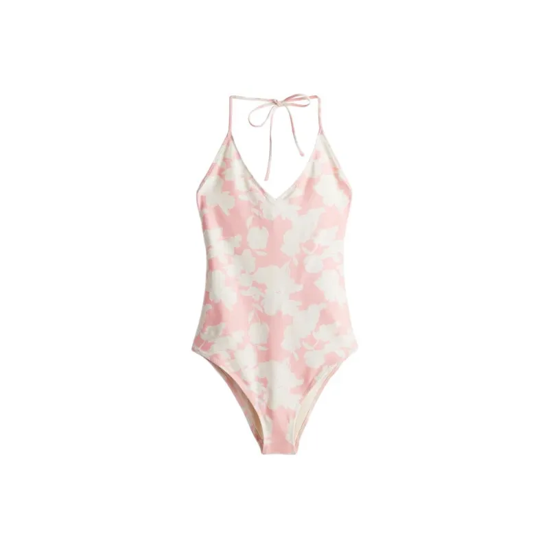 H&M One-piece Swimsuit Women's Light Pink Floral-0