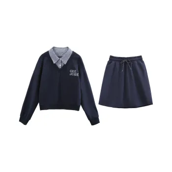 A Paradise For Awakening Skirt Set Women's Navy Blue