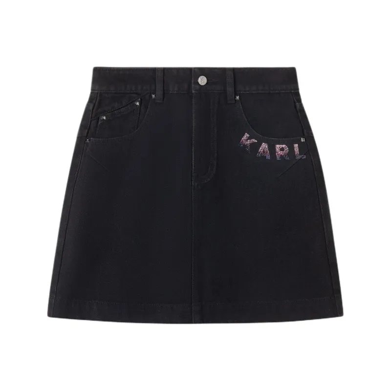 KARL LAGERFELD Denim Short Skirts Women's Black-0