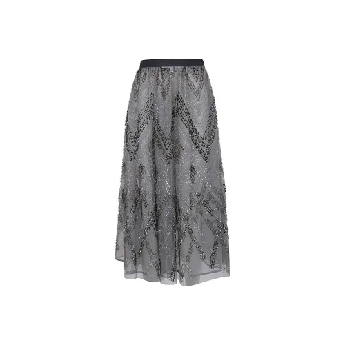 Elisabetta Franchi Sequined Fringed Maxi Skirt