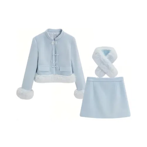 Love To Serve Skirt Set Women's Gray Blue