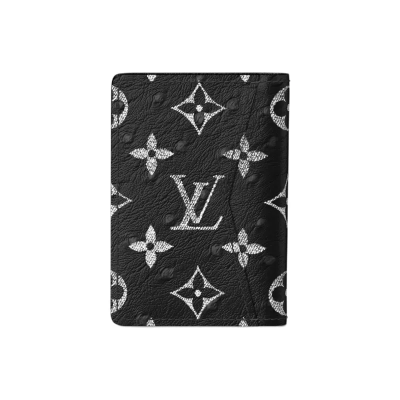 LOUIS VUITTON Leather Card Holder Men's Black-1