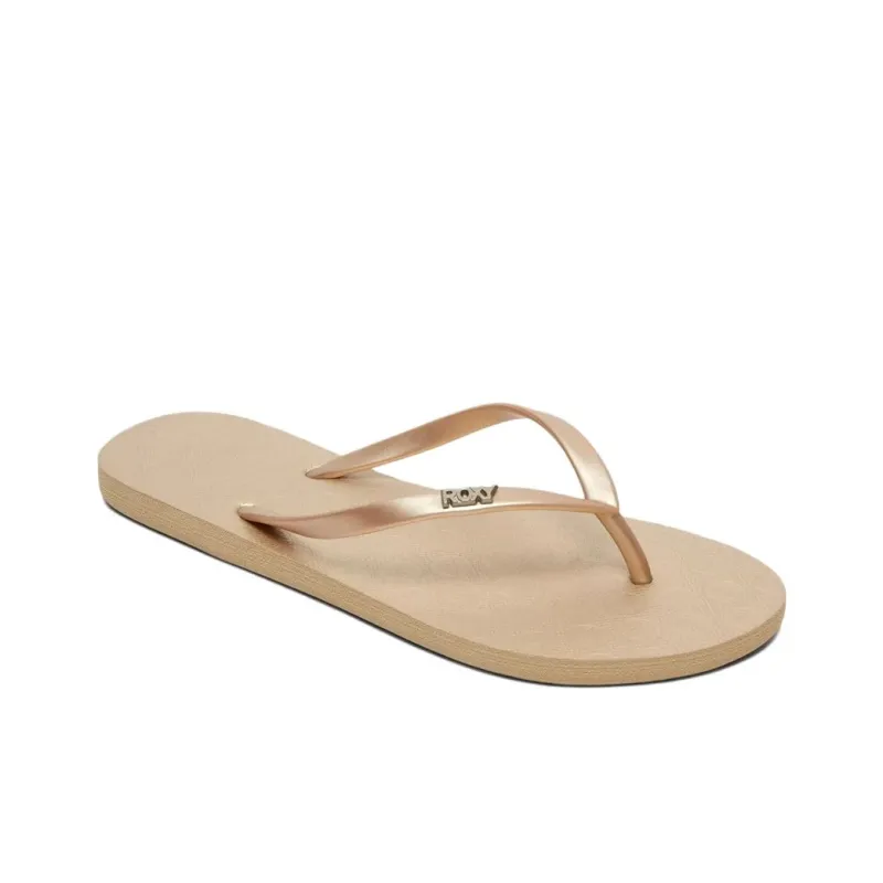ROXY Rubber Sole Abrasion Resistant Flip Flops Women's Gold-2